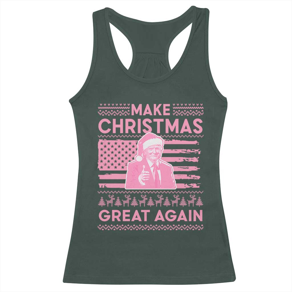 Christmas Trump Pink Racerback Tank Top Funny Xmas Santa Trump Make Christmas Great Again Ugly Sweater TS10 Dark Forest Green Print Your Wear