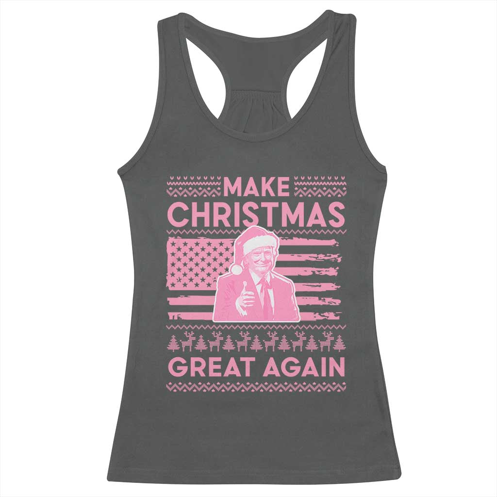 Christmas Trump Pink Racerback Tank Top Funny Xmas Santa Trump Make Christmas Great Again Ugly Sweater TS10 Dark Heather Print Your Wear