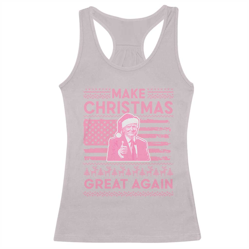 Christmas Trump Pink Racerback Tank Top Funny Xmas Santa Trump Make Christmas Great Again Ugly Sweater TS10 Ice Gray Print Your Wear