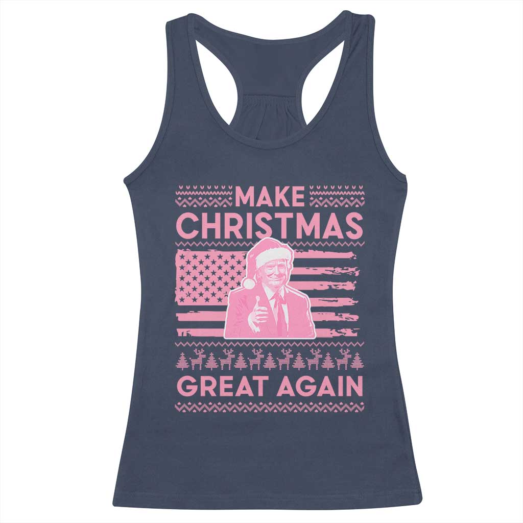 Christmas Trump Pink Racerback Tank Top Funny Xmas Santa Trump Make Christmas Great Again Ugly Sweater TS10 Navy Print Your Wear