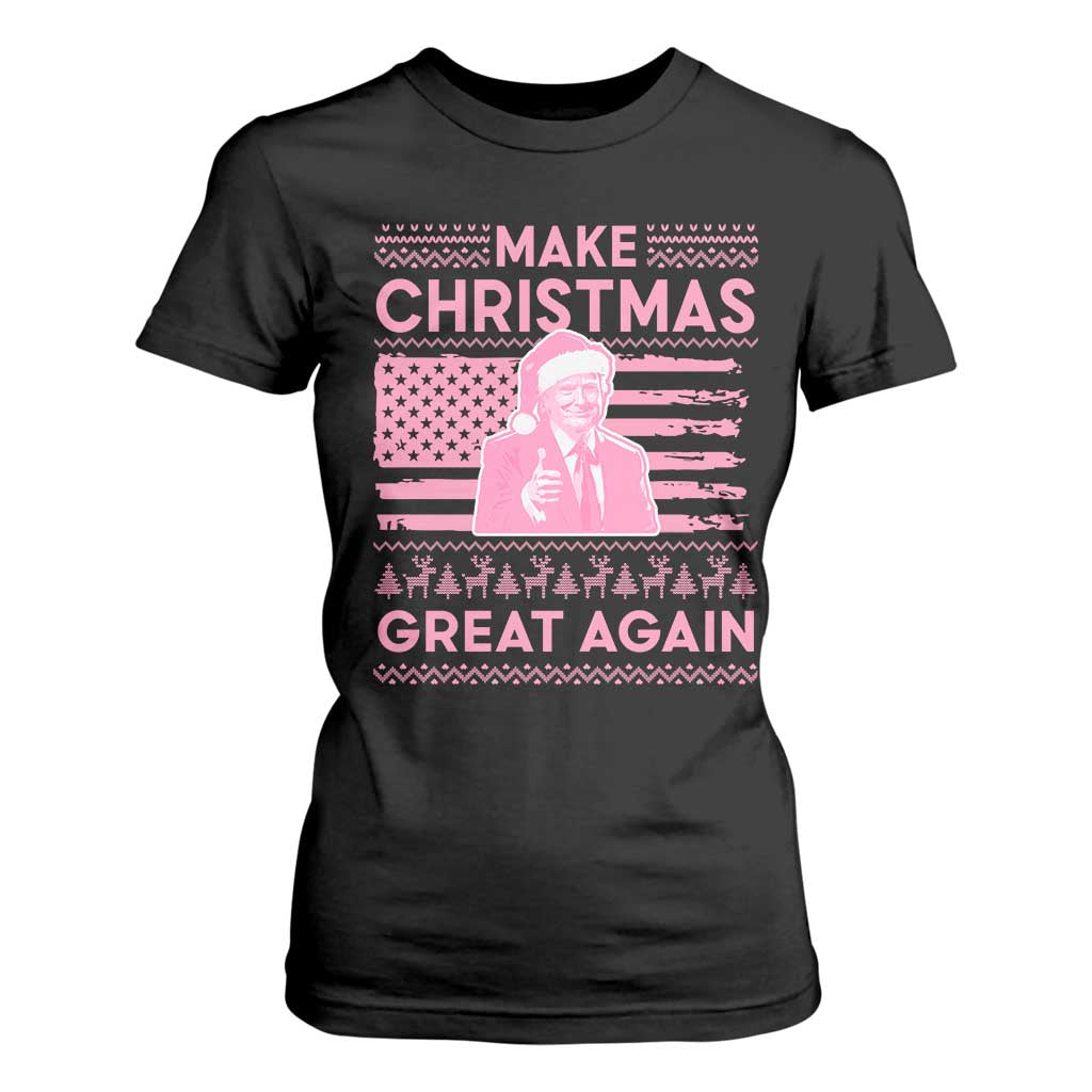 Christmas Trump Pink T Shirt For Women Funny Xmas Santa Trump Make Christmas Great Again Ugly Sweater TS10 Black Print Your Wear