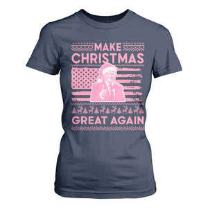 Christmas Trump Pink T Shirt For Women Funny Xmas Santa Trump Make Christmas Great Again Ugly Sweater TS10 Navy Print Your Wear