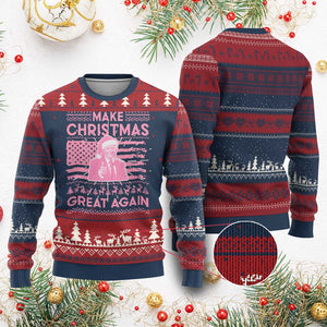 Xmas Trump Pink Ugly Christmas Sweater Funny Santa Trump Make Christmas Great Again Ugly Sweater TS10 Burgundy Print Your Wear