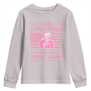 Christmas Trump Pink Youth Sweatshirt Funny Xmas Santa Trump Make Christmas Great Again Ugly Sweater TS10 Ice Gray Print Your Wear