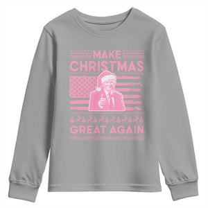 Christmas Trump Pink Youth Sweatshirt Funny Xmas Santa Trump Make Christmas Great Again Ugly Sweater TS10 Sport Gray Print Your Wear