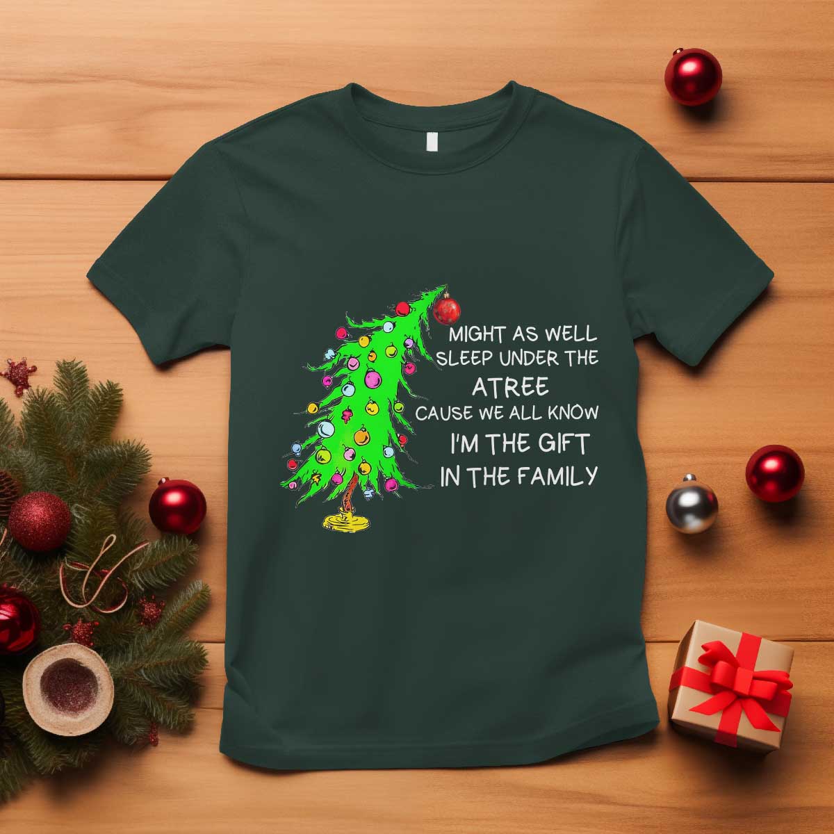 Funny Christmas Family T Shirt Kids Teens Christmas Pajamas Girls Boys Xmas Gift TS10 Dark Forest Green Print Your Wear