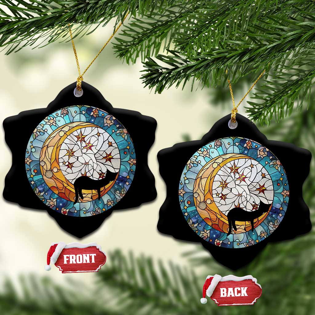 Cat Memorial Christmas Ornament Sleeping Black Cat on Moon Pet Sympathy Gift Stained Glass TS10 Snow Flake Stained Glass Print Your Wear