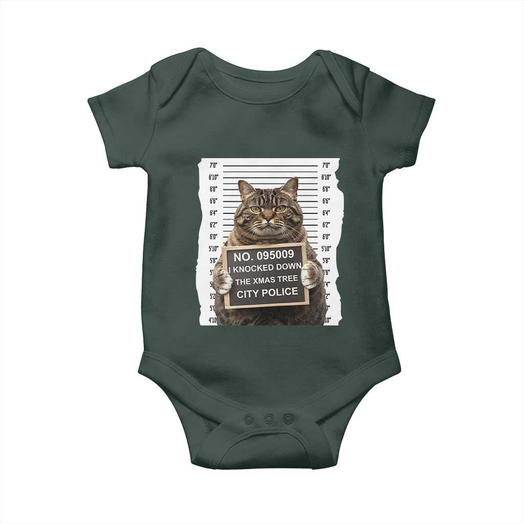 Funny Cat Christmas Baby Onesie Mugshot I Knocked Down The Xmas Tree TS10 Print Your Wear