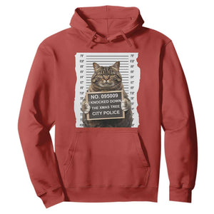 Funny Cat Christmas Hoodie Mugshot I Knocked Down The Xmas Tree TS10 Red Print Your Wear