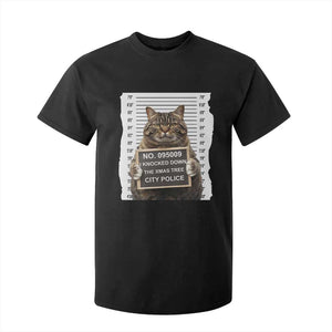 Funny Cat Christmas T Shirt For Kid Mugshot I Knocked Down The Xmas Tree TS10 Black Print Your Wear
