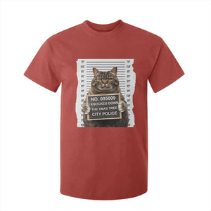 Funny Cat Christmas T Shirt For Kid Mugshot I Knocked Down The Xmas Tree TS10 Red Print Your Wear