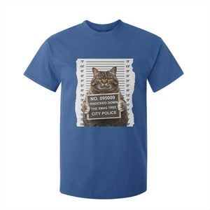 Funny Cat Christmas T Shirt For Kid Mugshot I Knocked Down The Xmas Tree TS10 Royal Blue Print Your Wear