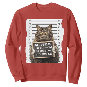 Funny Cat Christmas Sweatshirt Mugshot I Knocked Down The Xmas Tree TS10 Red Print Your Wear