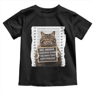 Funny Cat Christmas Toddler T Shirt Mugshot I Knocked Down The Xmas Tree TS10 Black Print Your Wear