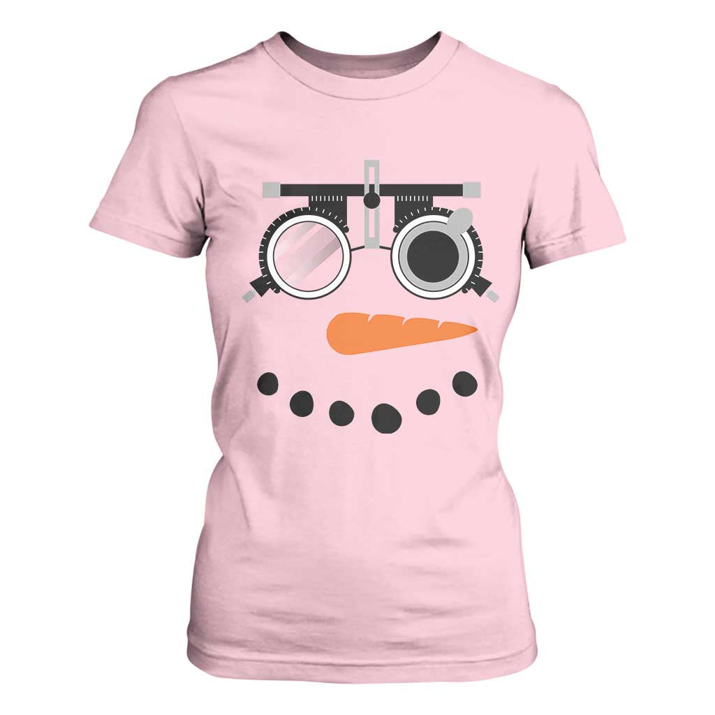 Christmas Optometry T Shirt For Women Funny Snowman Optometrist Eye Doctor Ophthalmologist TS10 Light Pink Print Your Wear