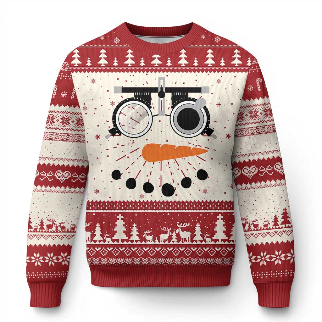 Optometry Ugly Christmas Sweater Funny Snowman Optometrist Eye Doctor Ophthalmologist TS10 Red Print Your Wear