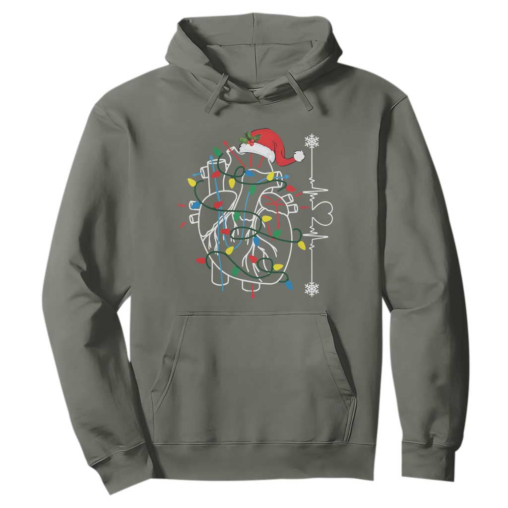 Christmas Cardiac Nurse Hoodie Anatomical Xmas Heart Anatomy TS10 Military Green Print Your Wear