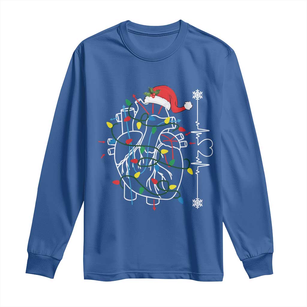Christmas Cardiac Nurse Long Sleeve Shirt Anatomical Xmas Heart Anatomy TS10 Royal Blue Print Your Wear