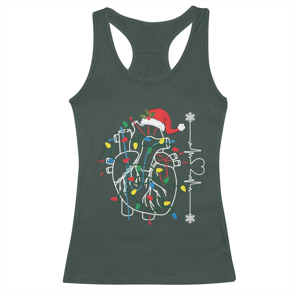 Christmas Cardiac Nurse Racerback Tank Top Anatomical Xmas Heart Anatomy TS10 Dark Forest Green Print Your Wear