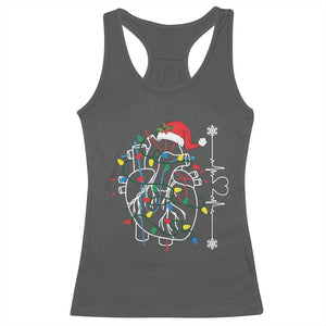 Christmas Cardiac Nurse Racerback Tank Top Anatomical Xmas Heart Anatomy TS10 Dark Heather Print Your Wear