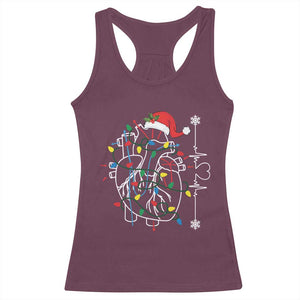 Christmas Cardiac Nurse Racerback Tank Top Anatomical Xmas Heart Anatomy TS10 Maroon Print Your Wear