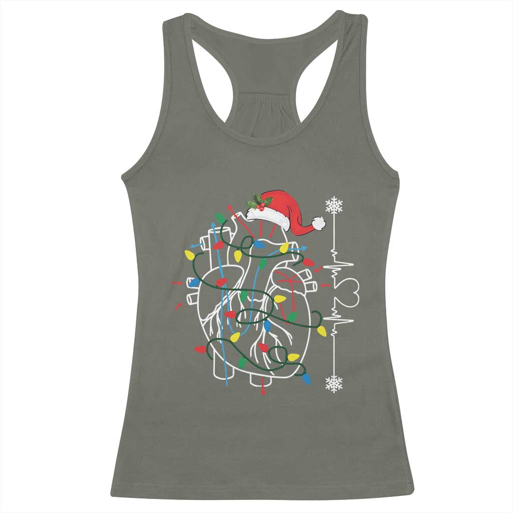 Christmas Cardiac Nurse Racerback Tank Top Anatomical Xmas Heart Anatomy TS10 Military Green Print Your Wear