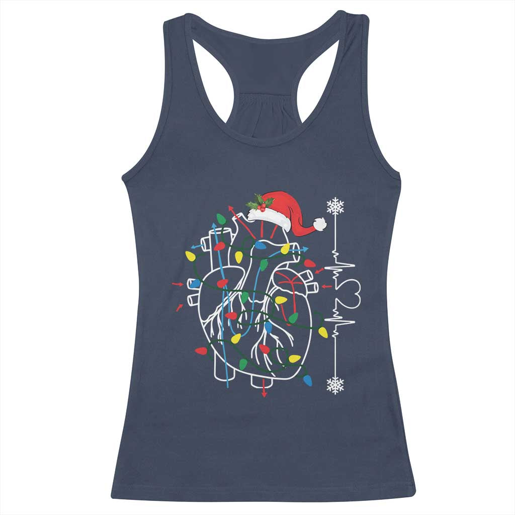 Christmas Cardiac Nurse Racerback Tank Top Anatomical Xmas Heart Anatomy TS10 Navy Print Your Wear