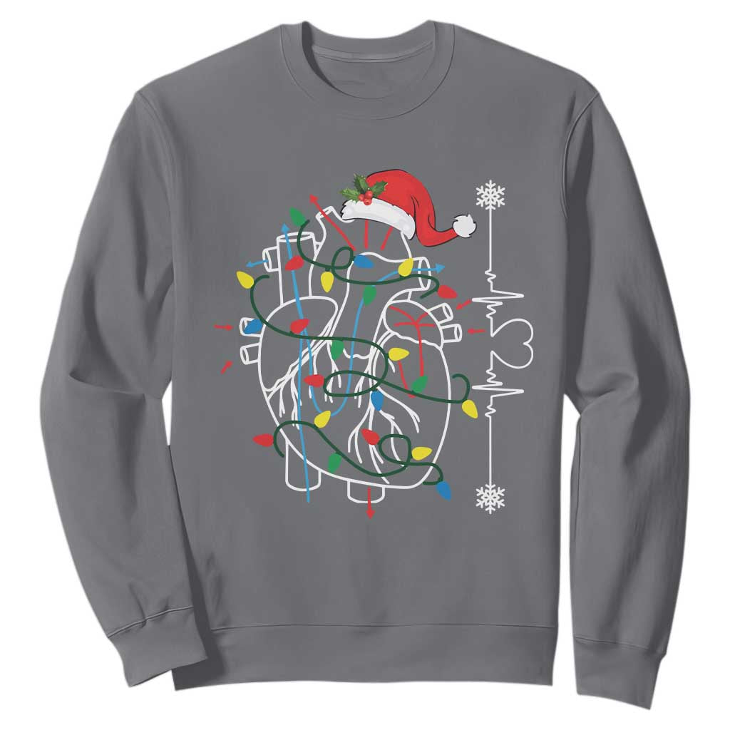 Christmas Cardiac Nurse Sweatshirt Anatomical Xmas Heart Anatomy TS10 Charcoal Print Your Wear