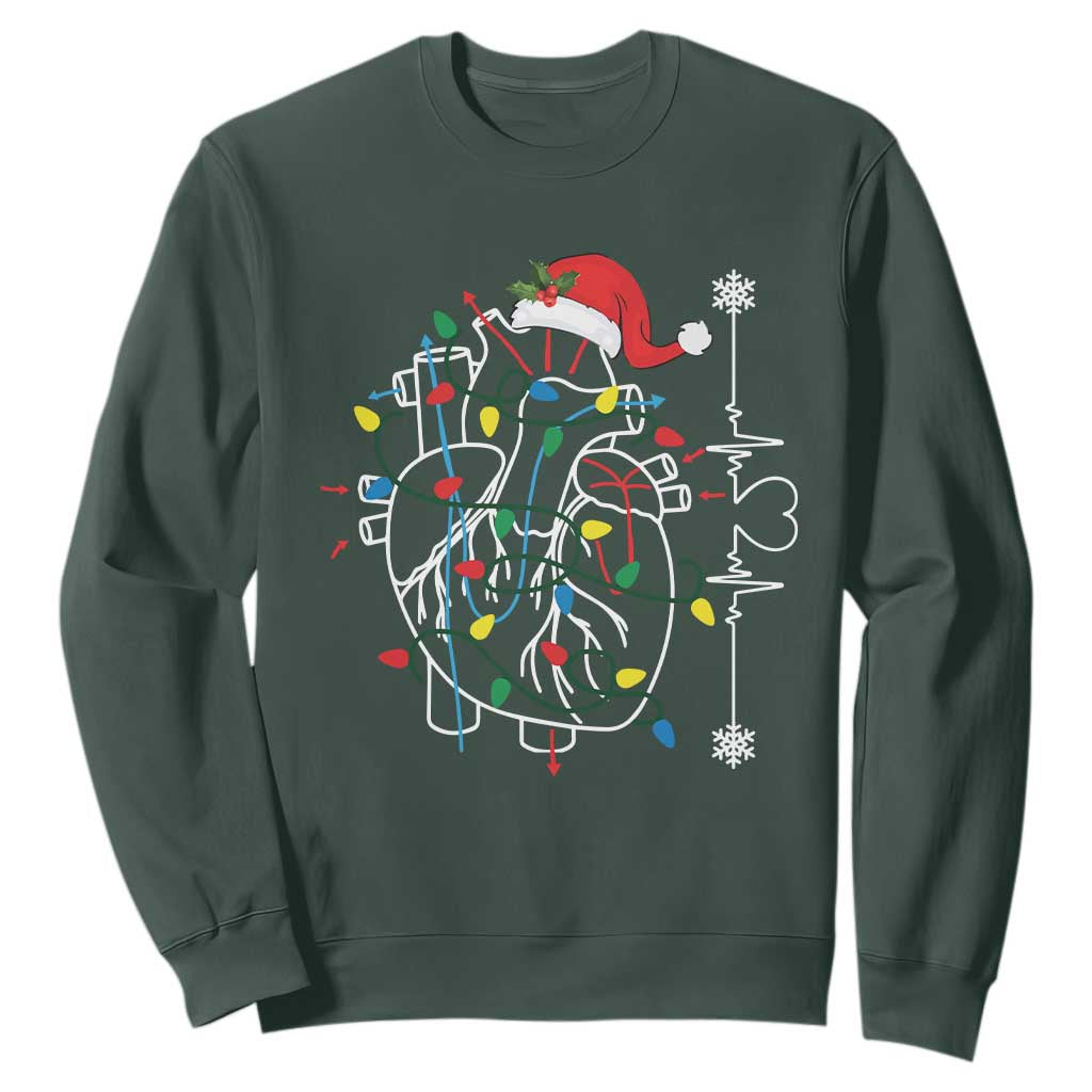 Christmas Cardiac Nurse Sweatshirt Anatomical Xmas Heart Anatomy TS10 Dark Forest Green Print Your Wear
