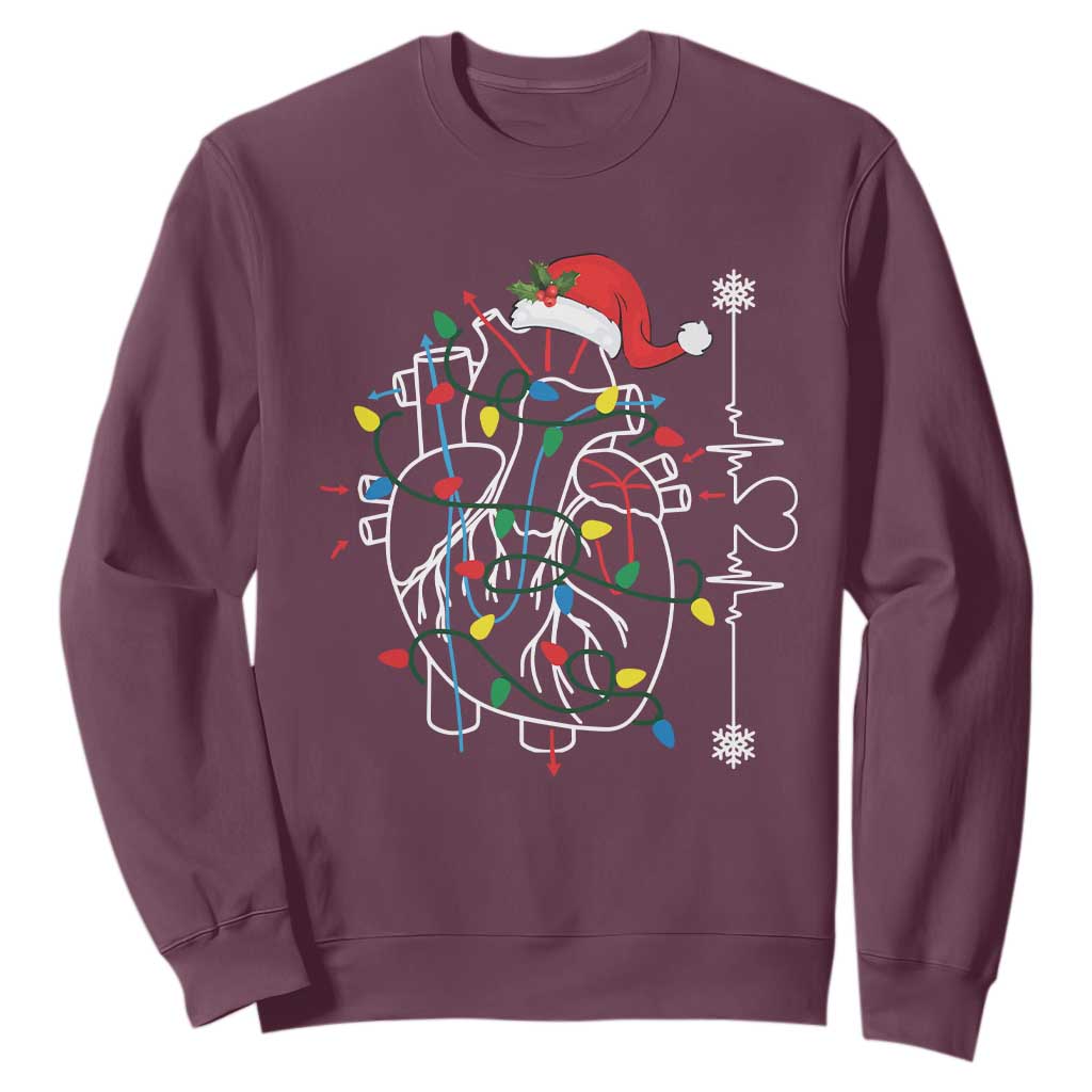 Christmas Cardiac Nurse Sweatshirt Anatomical Xmas Heart Anatomy TS10 Maroon Print Your Wear