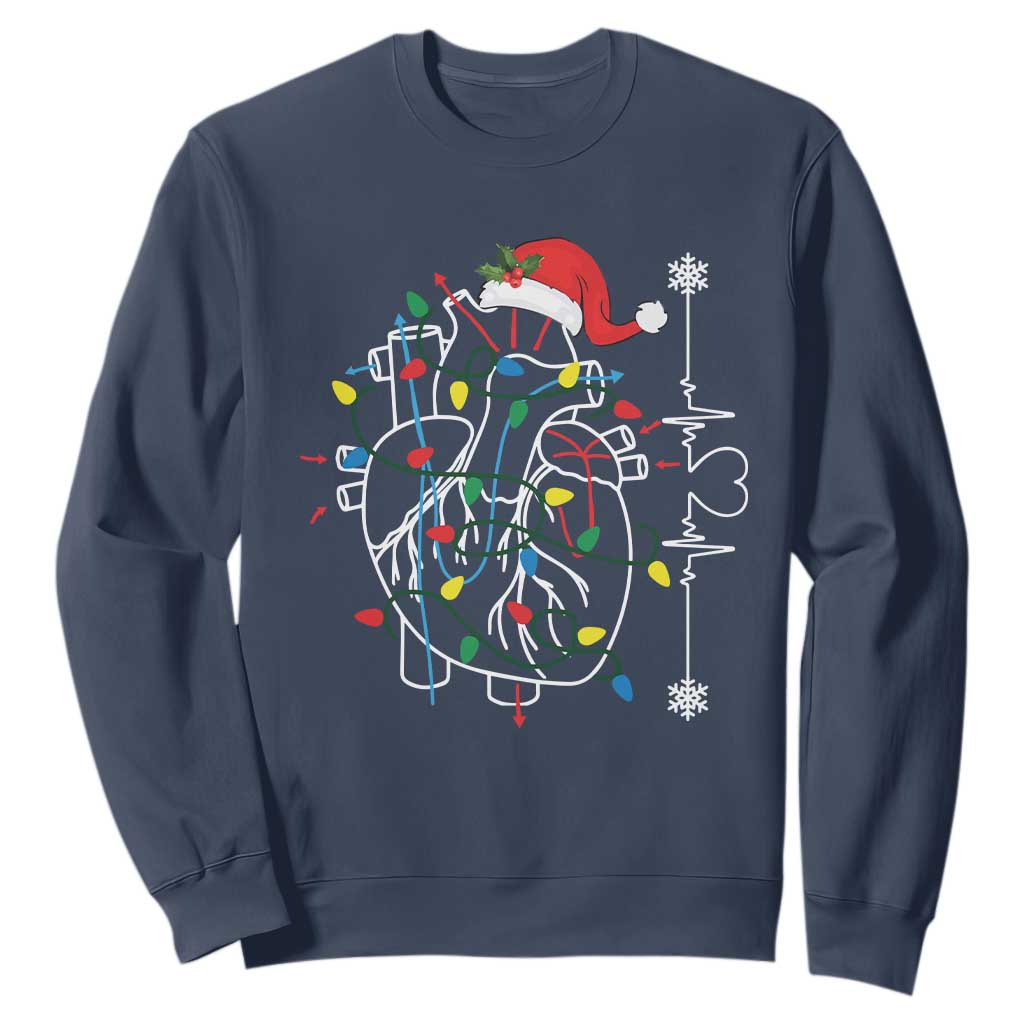 Christmas Cardiac Nurse Sweatshirt Anatomical Xmas Heart Anatomy TS10 Navy Print Your Wear