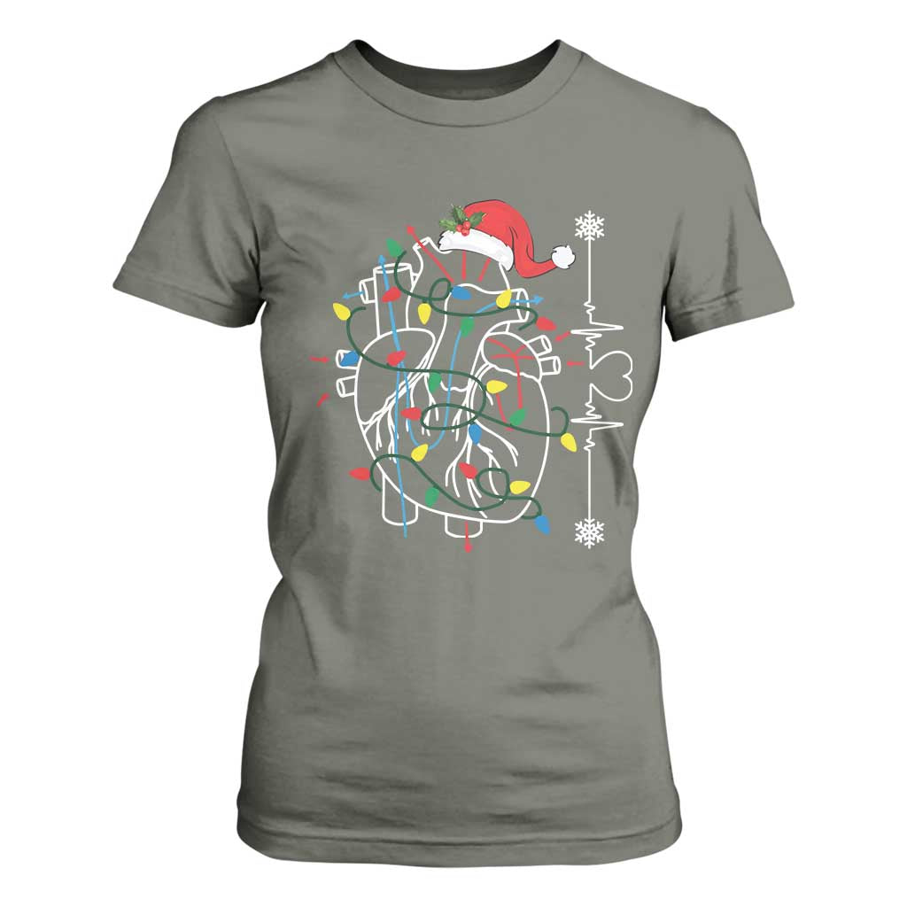 Christmas Cardiac Nurse T Shirt For Women Anatomical Xmas Heart Anatomy TS10 Military Green Print Your Wear