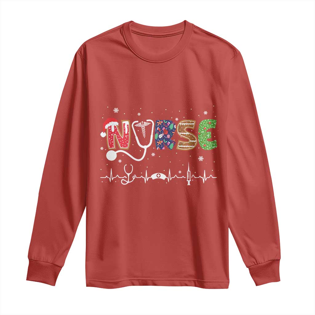 Nurse Christmas Long Sleeve Shirt Nursing RN LPN NP Nicu Xmas Gift TS10 Red Print Your Wear