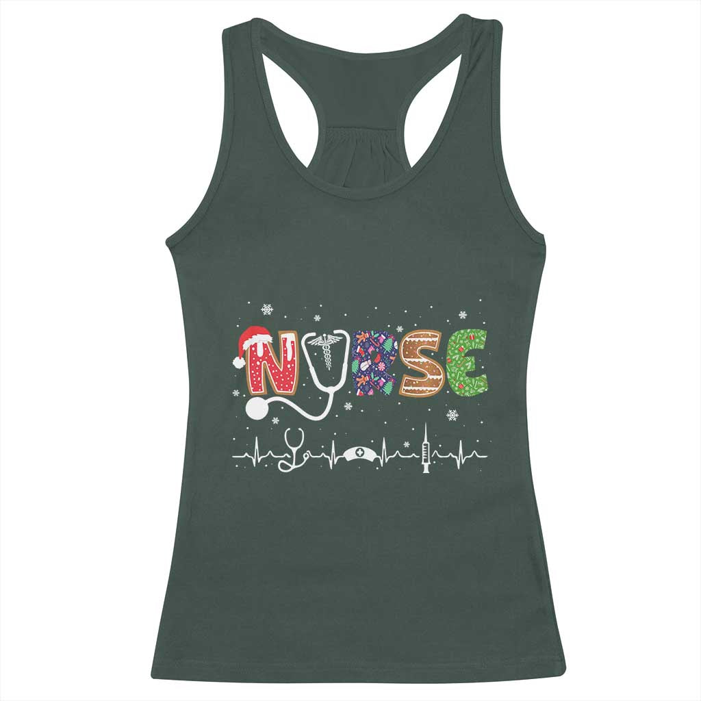 Nurse Christmas Racerback Tank Top Nursing RN LPN NP Nicu Xmas Gift TS10 Dark Forest Green Print Your Wear
