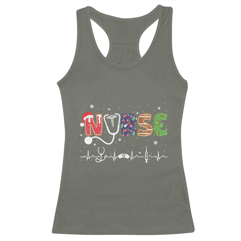 Nurse Christmas Racerback Tank Top Nursing RN LPN NP Nicu Xmas Gift TS10 Military Green Print Your Wear