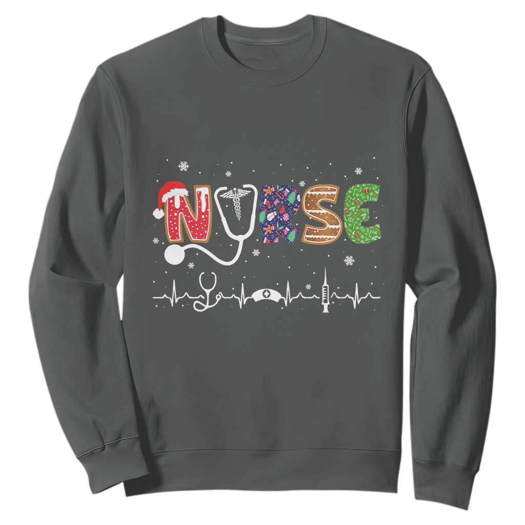 Nurse Christmas Sweatshirt Nursing RN LPN NP Nicu Xmas Gift TS10 Dark Heather Print Your Wear