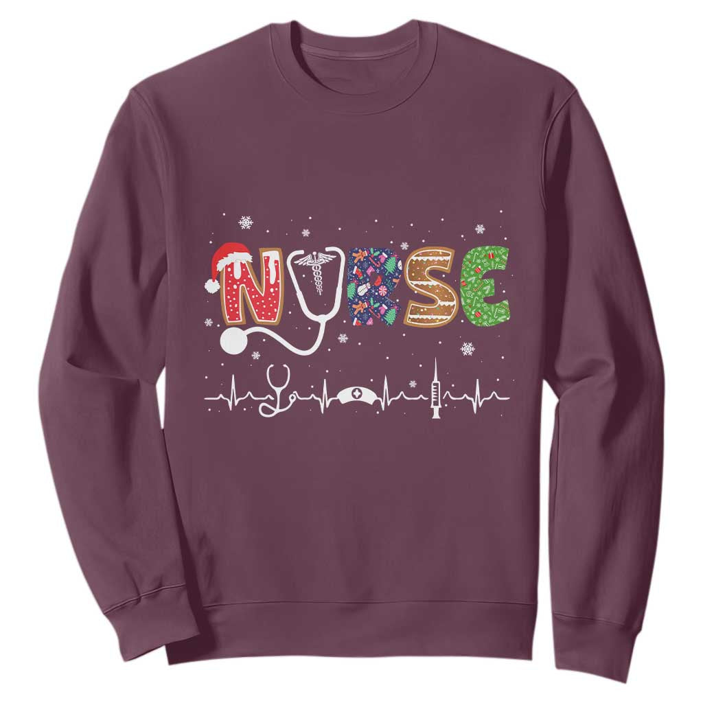 Nurse Christmas Sweatshirt Nursing RN LPN NP Nicu Xmas Gift TS10 Maroon Print Your Wear