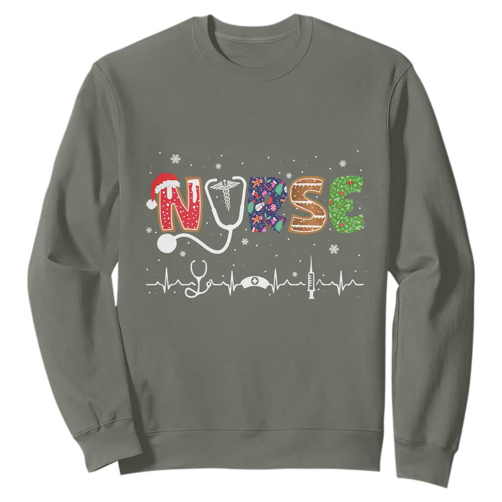 Nurse Christmas Sweatshirt Nursing RN LPN NP Nicu Xmas Gift TS10 Military Green Print Your Wear
