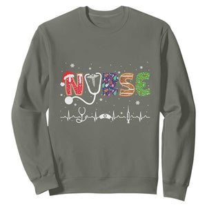 Nurse Christmas Sweatshirt Nursing RN LPN NP Nicu Xmas Gift TS10 Military Green Print Your Wear