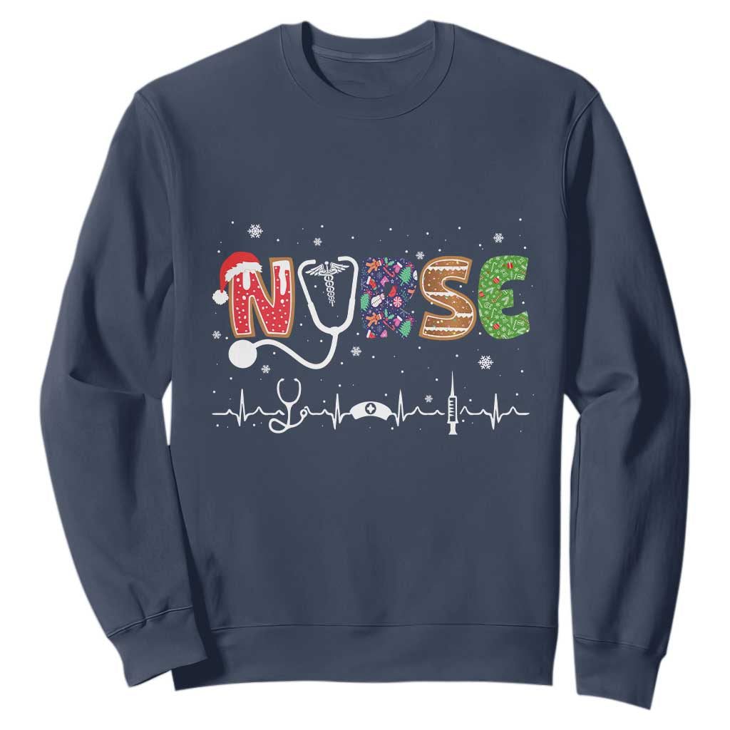 Nurse Christmas Sweatshirt Nursing RN LPN NP Nicu Xmas Gift TS10 Navy Print Your Wear