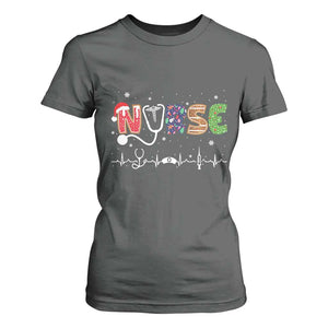 Nurse Christmas T Shirt For Women Nursing RN LPN NP Nicu Xmas Gift TS10 Dark Heather Print Your Wear