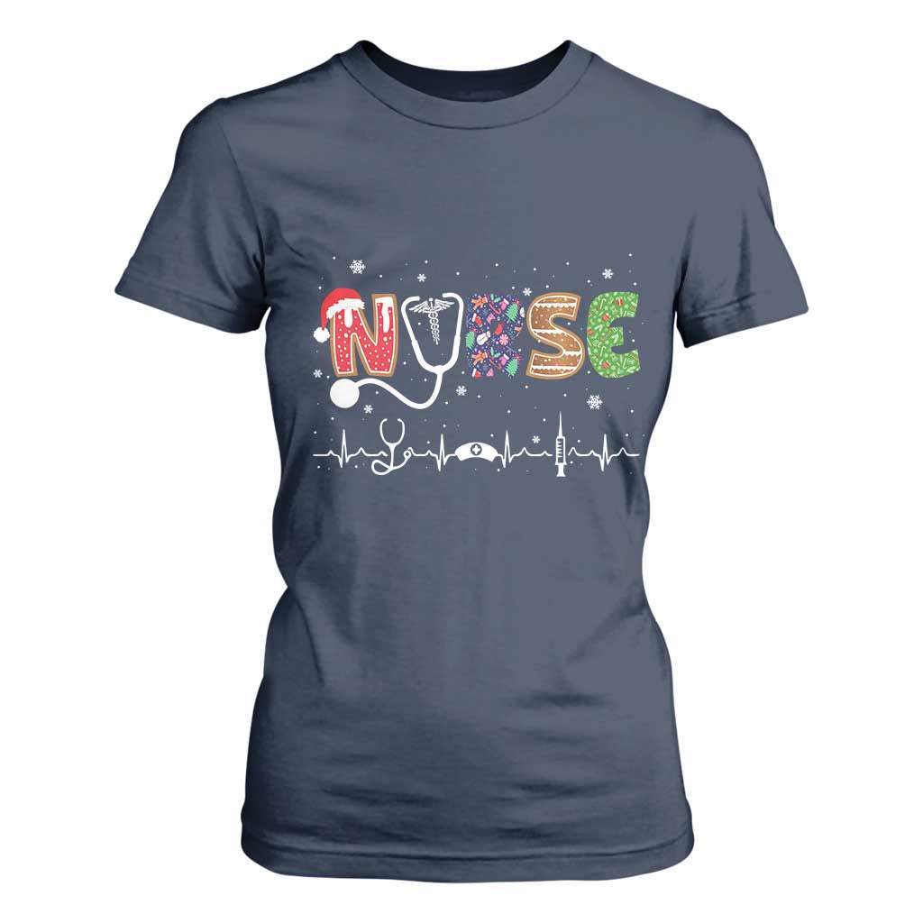 Nurse Christmas T Shirt For Women Nursing RN LPN NP Nicu Xmas Gift TS10 Navy Print Your Wear