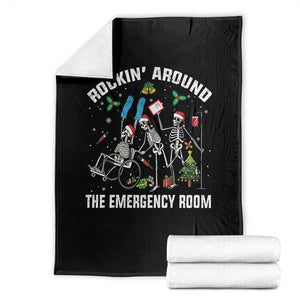 Christmas ER Nurse Throw Blanket Rockin Around Skeleton Emergency Room RN TS10 Black Print Your Wear