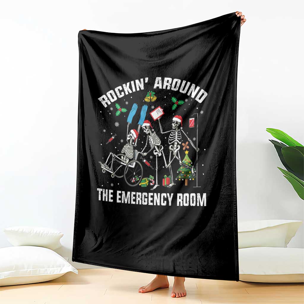 Christmas ER Nurse Throw Blanket Rockin Around Skeleton Emergency Room RN TS10 Print Your Wear