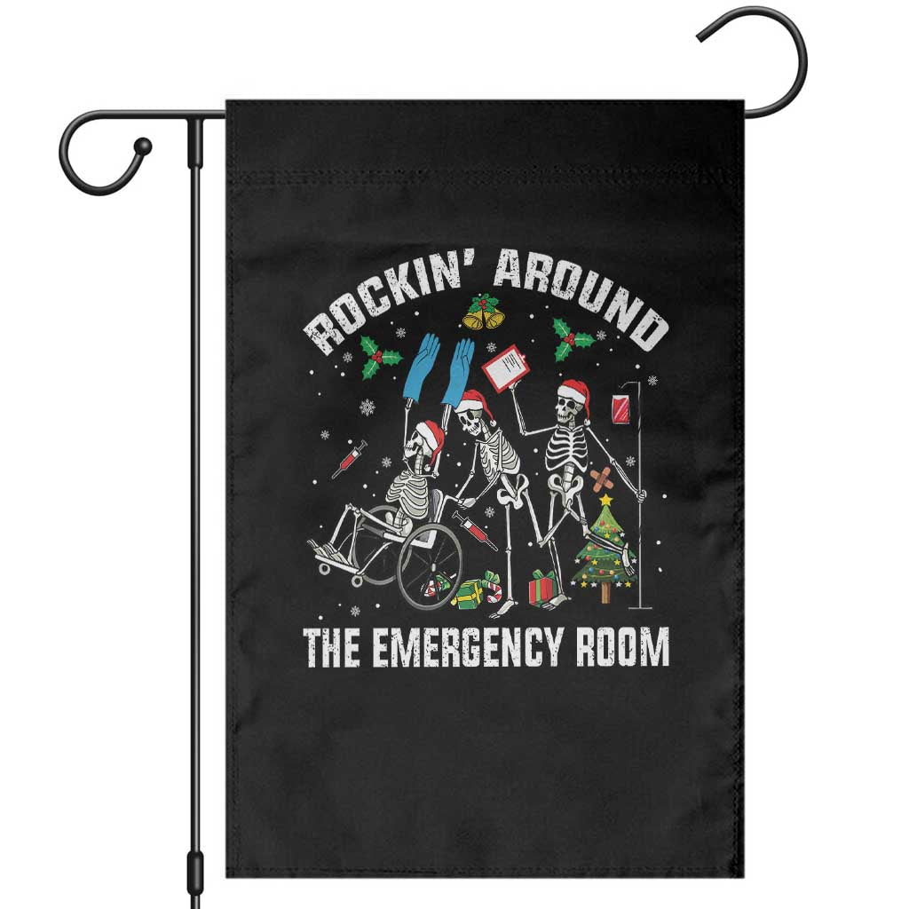 Christmas ER Nurse Garden Flag Rockin Around Skeleton Emergency Room RN TS10 Black Print Your Wear