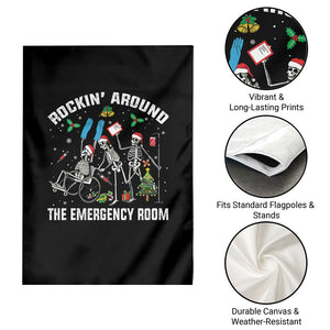 Christmas ER Nurse Garden Flag Rockin Around Skeleton Emergency Room RN TS10 Print Your Wear