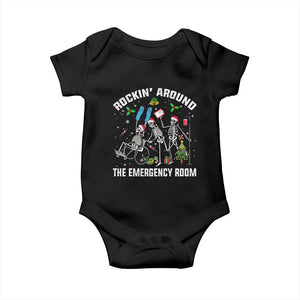 Christmas ER Nurse Baby Onesie Rockin Around Skeleton Emergency Room RN TS10 Black Print Your Wear