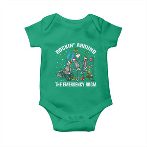 Christmas ER Nurse Baby Onesie Rockin Around Skeleton Emergency Room RN TS10 Irish Green Print Your Wear