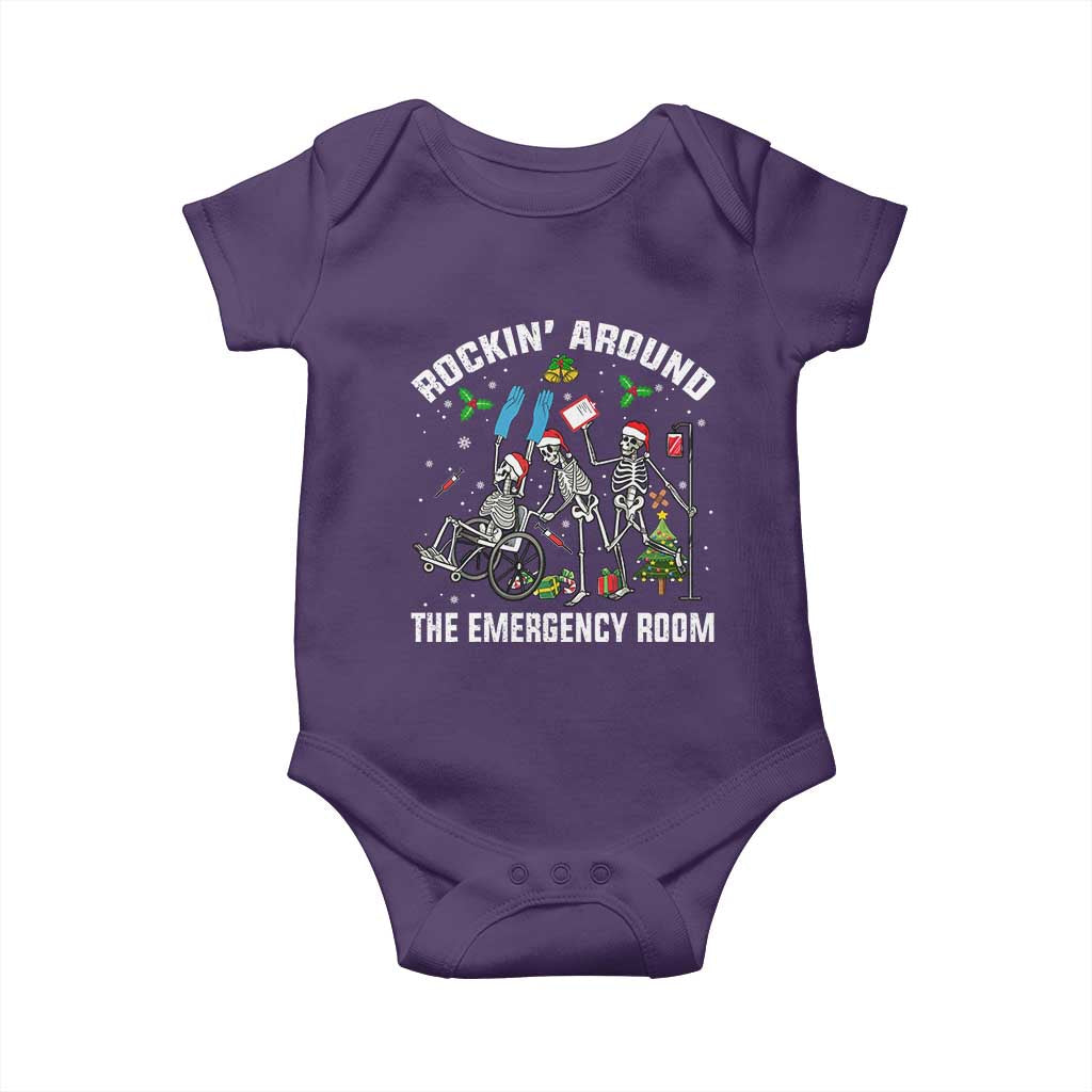 Christmas ER Nurse Baby Onesie Rockin Around Skeleton Emergency Room RN TS10 Purple Print Your Wear
