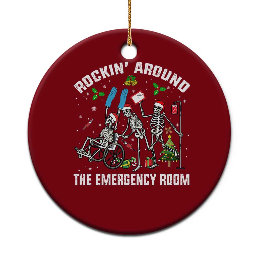 Christmas ER Nurse Ceramic Ornament Rockin Around Skeleton Emergency Room RN TS10 1pc Red Print Your Wear